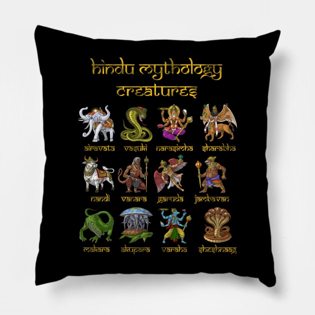 Hindu Mythical Creatures Pillow by underheaven