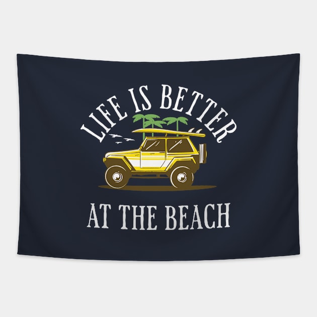 Life Is Better At The Beach, Summer Vacation Tapestry by Kouka25