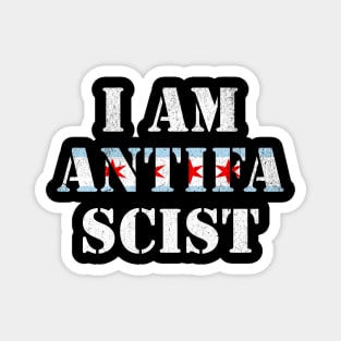 I Am Anti Fascist Chicago Flag Political Activism Magnet