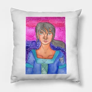 Girl with cloud background Pillow