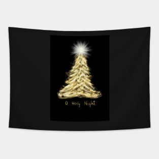 O Holy Night Gold Christmas Tree Card Tapestry