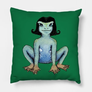 Yoga Card Frog Girl Pillow