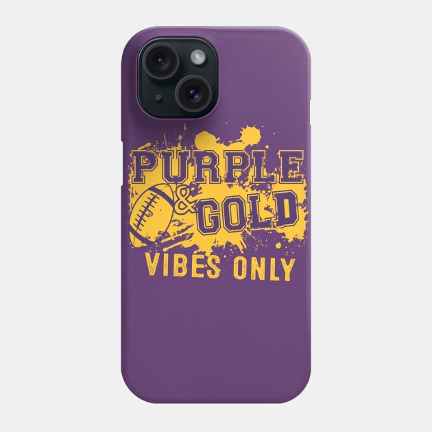 Purple & Gold Game Day For High School Football Group Fans Phone Case by justiceberate