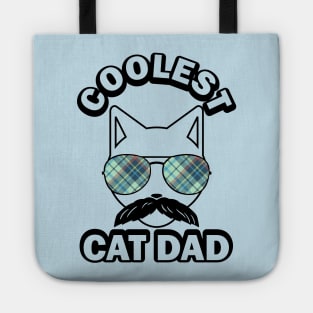 Coolest Cat Dad Plaid Sunglasses Kitten Father Tote