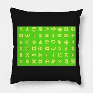 Adinkra Pattern - Green and Gold Pillow