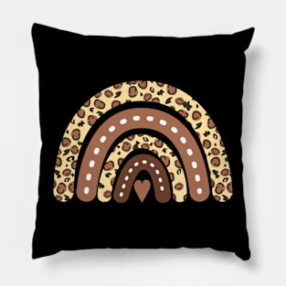 Earthy leopard rainbow Pillow