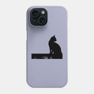 Silhouette Of A Black Cat Sitting On A Fence Cut Out Phone Case