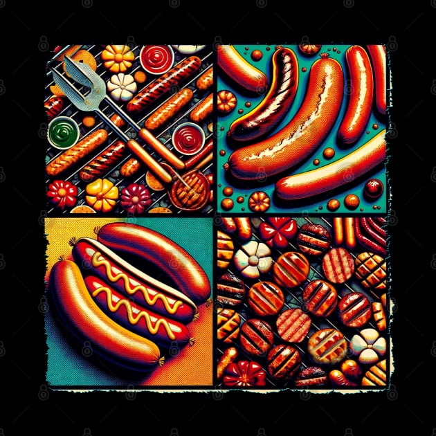 Sizzling Pop Art: Bratwurst & Sausage Extravaganza - Culinary Art by PawPopArt