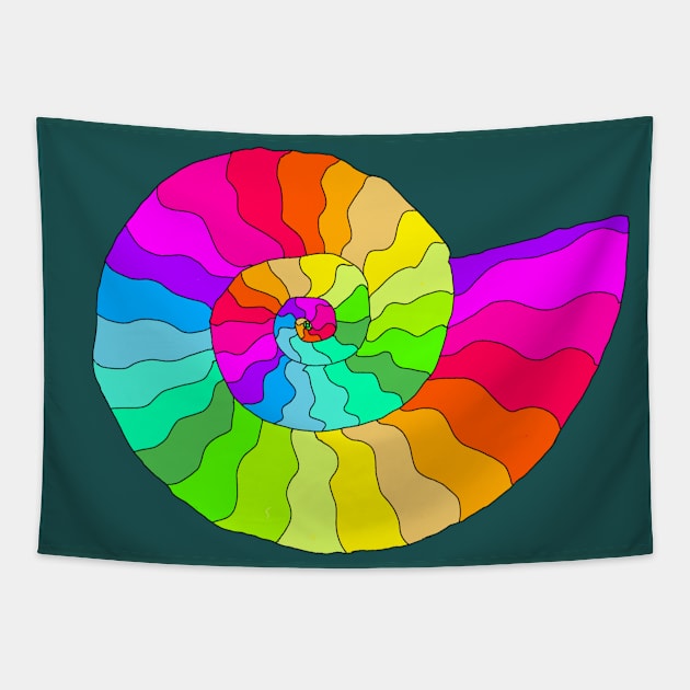 Ammonite Spectrum - digital art Tapestry by JennyCathcart