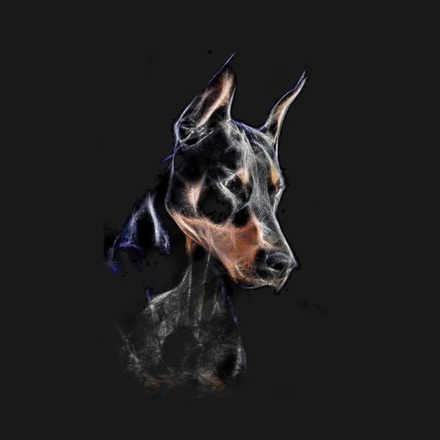 Doberman Fractalius Modern Portrait Pincher Lover by SKornackiArt