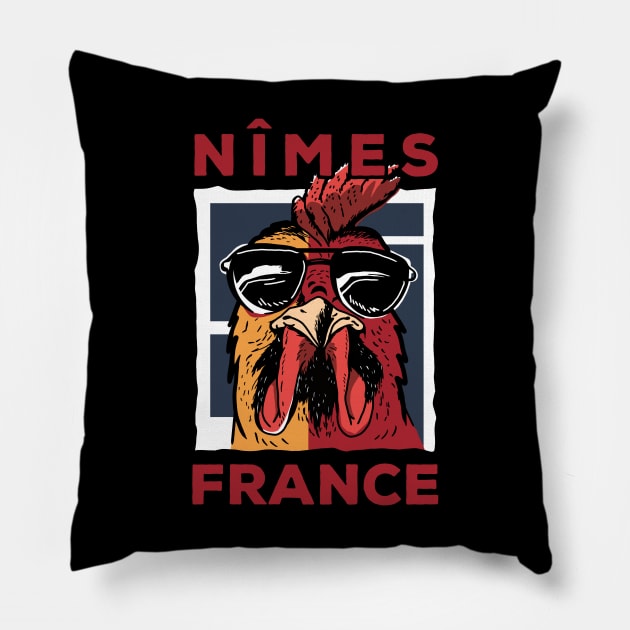 Nîmes France Gallic Rooster Pillow by urban-wild-prints