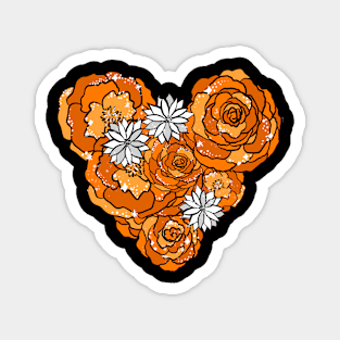 Orange Heart of Roses and Daisies Magnet