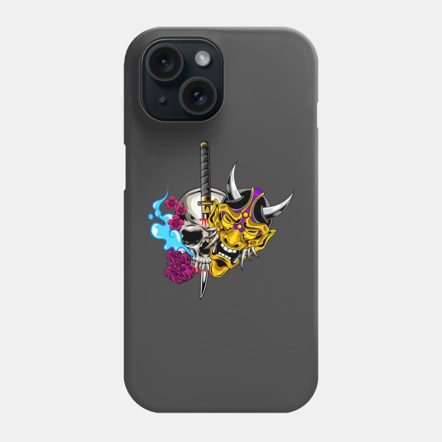 Japanese Oni Skull 4.4 Phone Case by Harrisaputra