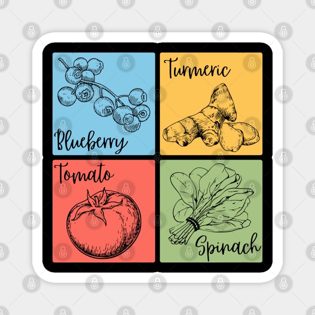 Artistic Herb and Floral Retro Collage Magnet by TuncGK