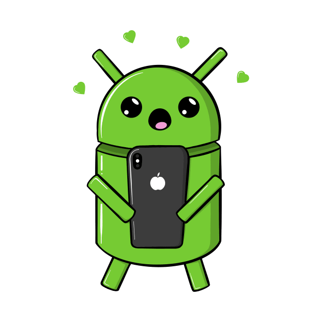 Android Robot In Love With Smartphone by superdupertees