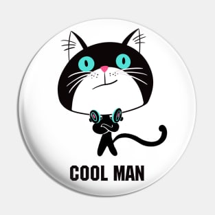 Cat "Cool man" Pin