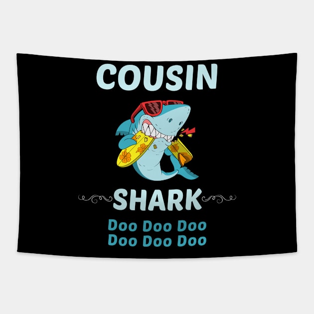 Family Shark 1 COUSIN Tapestry by blakelan128