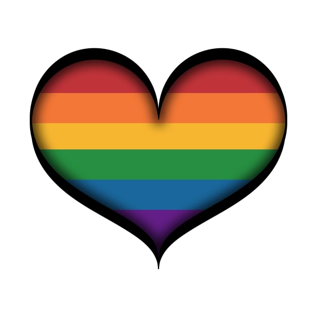 Large Vector Heart in LGBTQ Rainbow Pride Flag Colors by LiveLoudGraphics