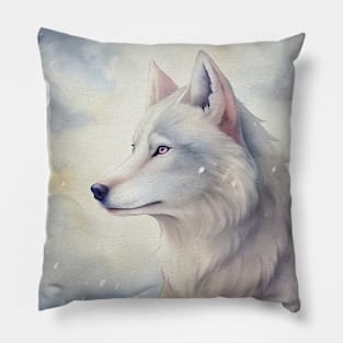 Funny White Wolf Hunting Ground, Winter Mountain Icy Moon, Snowy Forest, Biker Galaxy Beautiful gifts t-shirt Pillow