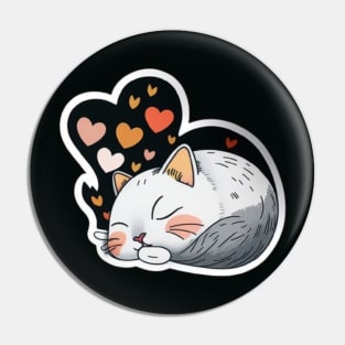 Sleepy Cat Valentine's Day Pin