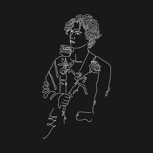 Timothee Chalamet lineart white shirt sticker rose by nanaminhae