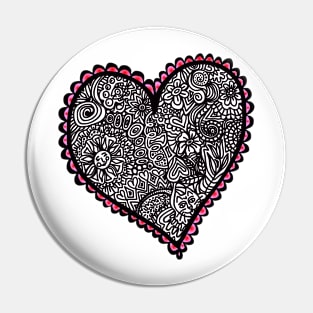 Valentine Doodle Heart Pin