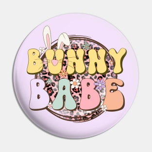 Bunny Babe Leopard Print Groovy Easter 2024 Trendy Pin