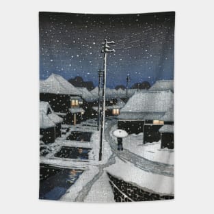 Evening Snow at Terajima Village by Kawase Hasui Tapestry