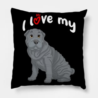 I Love My Blue Shar-Pei Dog Pillow