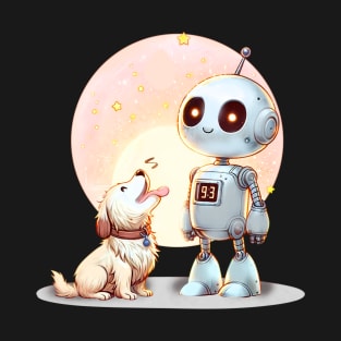 Robot and full moon T-Shirt