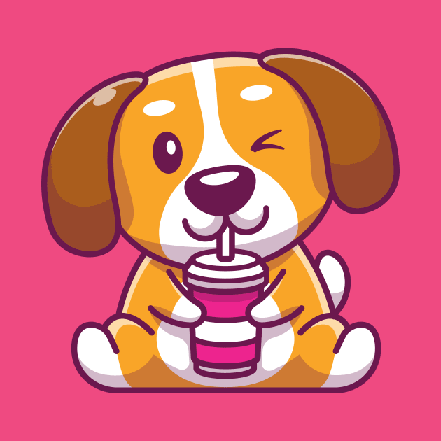 Cute dog sitting and drinking juice by Catalyst Labs