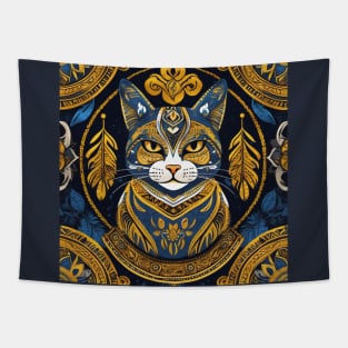 Celestial Feline Sovereign Tapestry