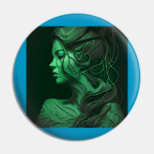 Abstract Green Woman Art Pin