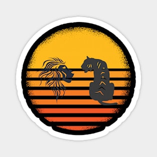 Tiger and Lion Retro Magnet