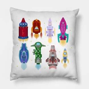 Rocket Ships Colorful Pillow