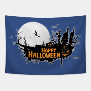 Halloween Witch Full Moon Pumpkin Scary Tapestry