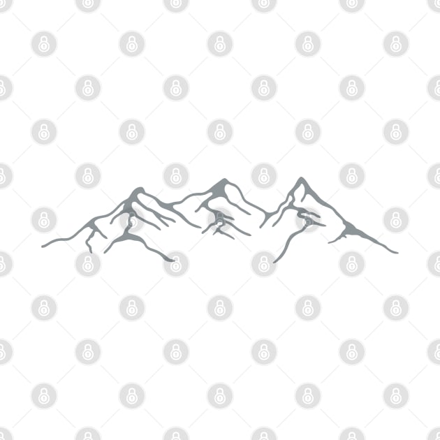 Winter Snowy Mountains Line Art by usastore