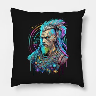 Neon Cyberpunk Viking - V1.14 Pillow