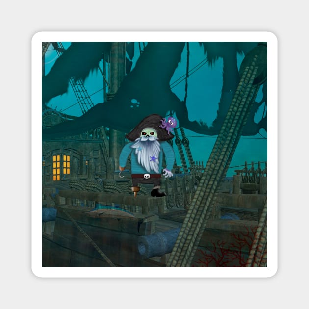 Scary ghost pirate Magnet by Paciana Peroni