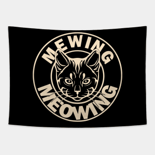 Mewing Not Meowing Funny Cat Meme Meowing Cat Tapestry