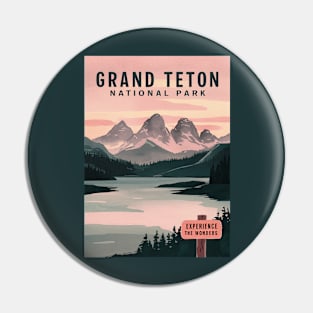 Grand Teton National Park Watercolor Travel Poster Pin