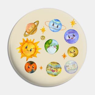 Solar System happy Pin