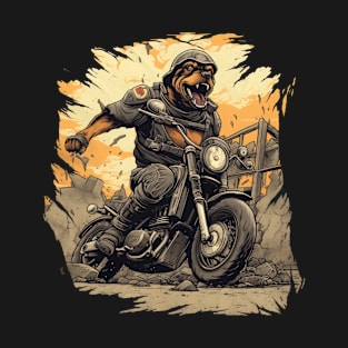 An epic t-shirt design featuring a Rottweiler Dog on a motorcycle T-Shirt