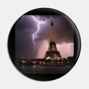 Iconic World Landmarks During A Thinderstorm: Eiffel Tower Paris Pin