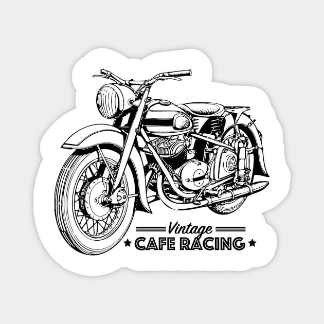 Vintage Cafe Racing Motorcycle Magnet by Cre8tiveSpirit