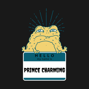 Prince Charming Frog "Hello My Name" Is Tan/Turquoise T-Shirt