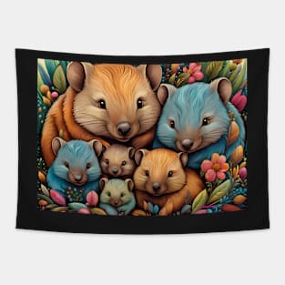 A cute Wombat family Tapestry