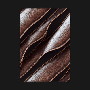 Dark Brown Ornamental Leather Stripes, natural and ecological leather print #74 T-Shirt