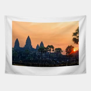 Temple complex at Angkor Wat in Cambodia Tapestry