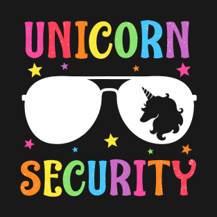 Unicorn Security Birthday Family Halloween Costume Dad Mom T-Shirt